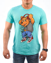 Load image into Gallery viewer, DJ Bear Ruly Emil Unisex Turquoise T-Shirt
